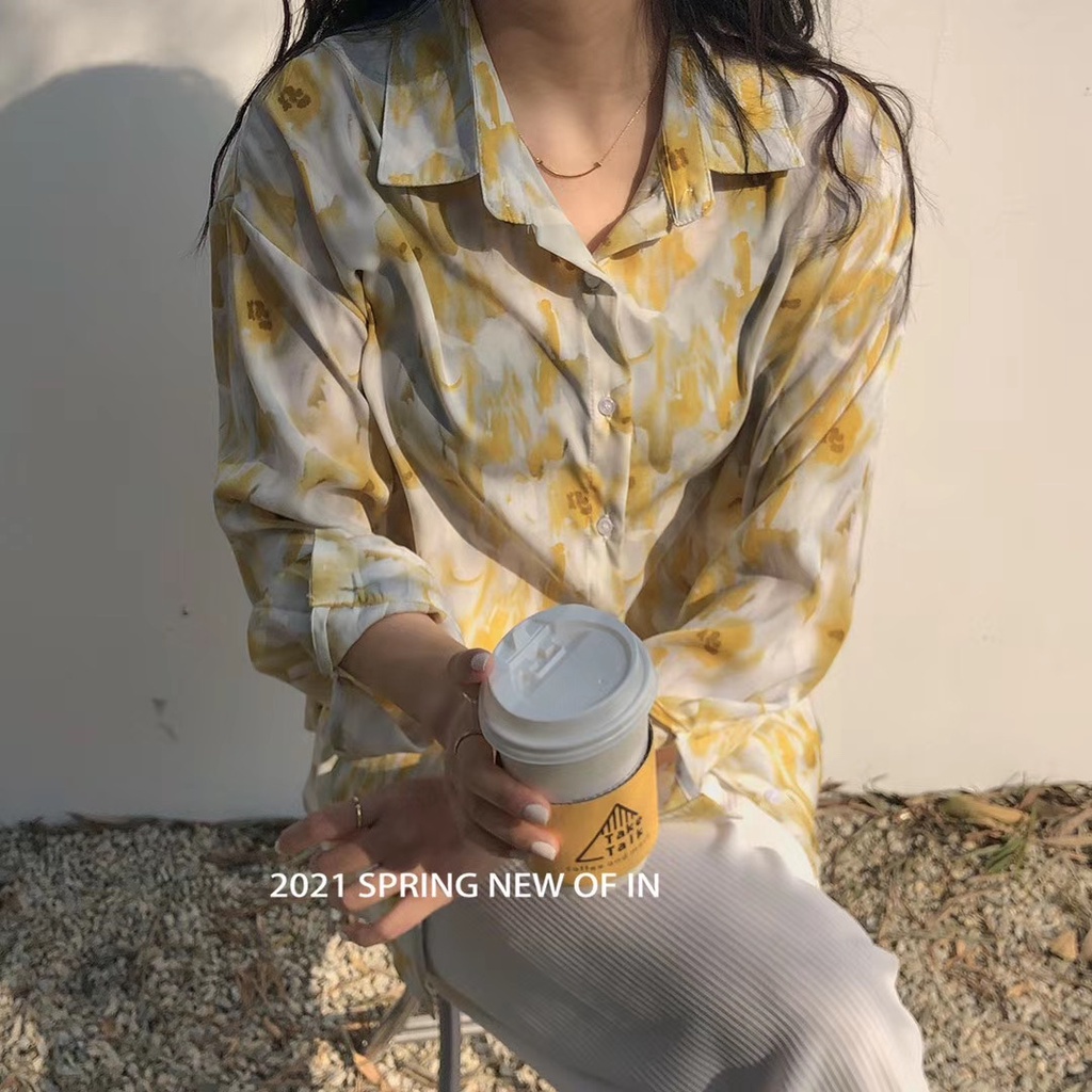 SUXI Áo Sơ Mi Nữ Dài Tay Cổ Bẻ Thời Trang Hàn