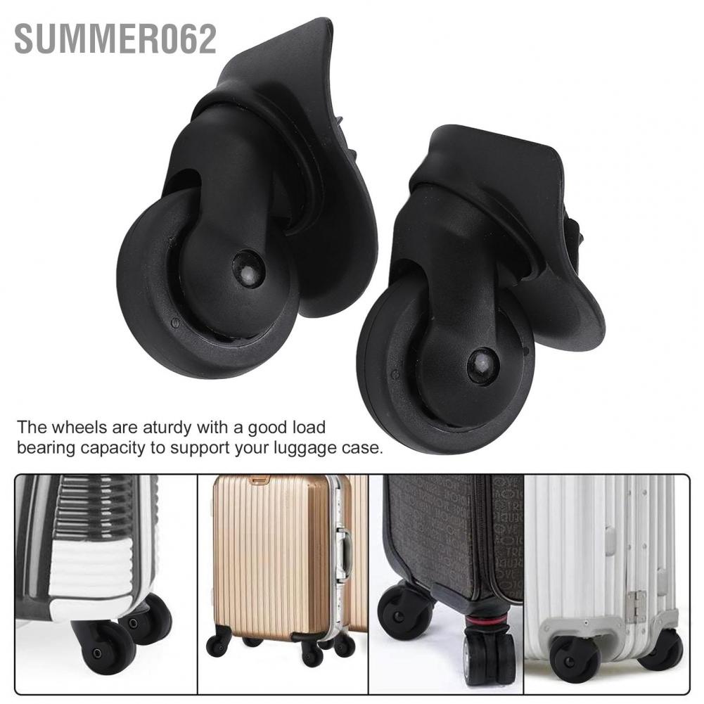 Summer062 1 Pair Luggage Swivel Casters Mute Wheels Repalcement for Suitcase Black A52