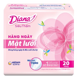 BĂNG VỆ SINH HÀNG NGÀY DIANA SIÊU THẤM MẶT LƯỚI 20 MIẾNG
