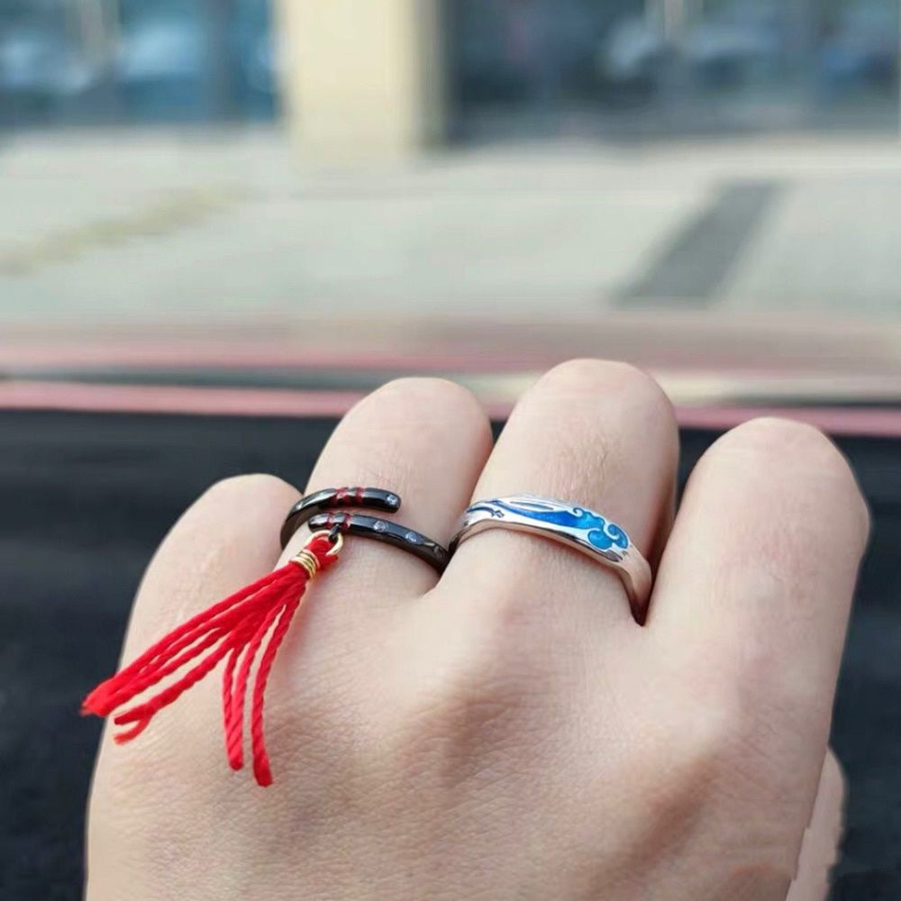 Nhẫn đeo tay dạng mở phối tua rua phong cách Trung Hoa thanh lịch cho nam và nữ