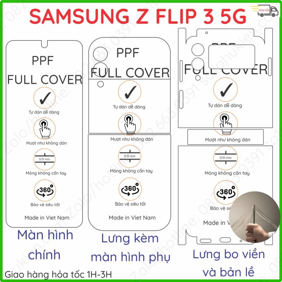 Dán PPF Samsung Z Flip 3 5G  loại trong, nhám dành cho màn hình, mặt lưng, full viền
