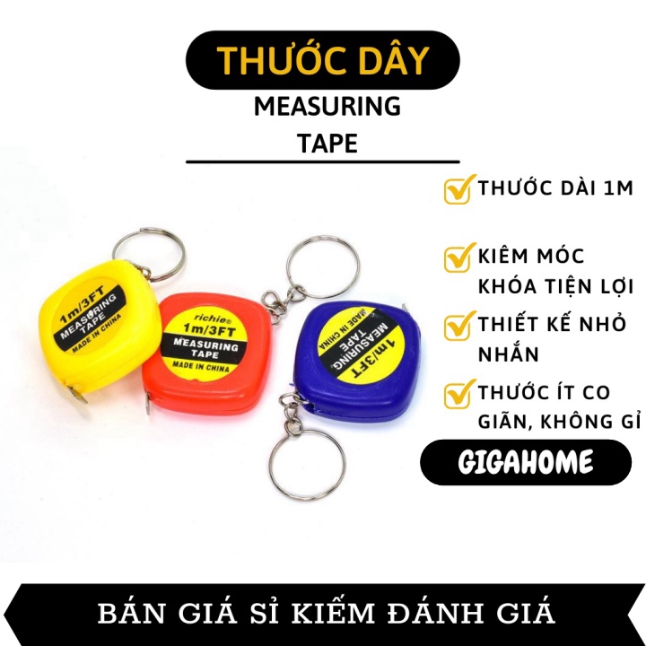 Thước Cuộn GIGAHOME Móc Khóa Kiêm Thước Dây Dài 1m Nhỏ Gọn, Đáng Yêu Nhiều Màu Sắc 5158