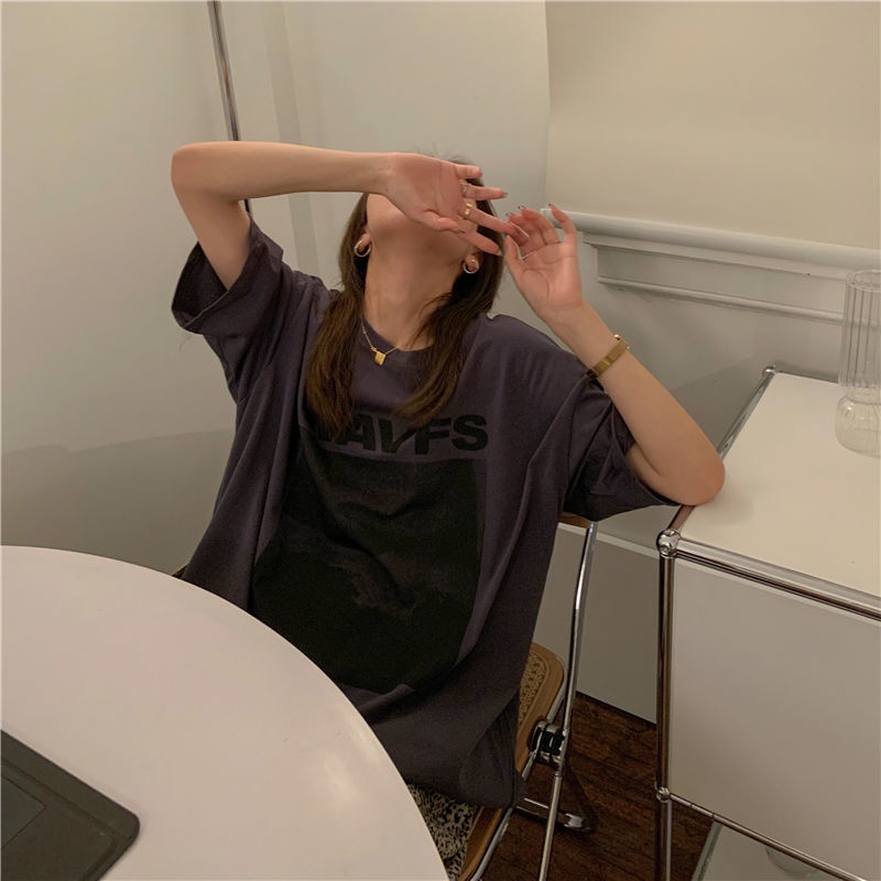 Áo thun ngắn tay form rộng phong cách Hàn Quốc dành cho nữ