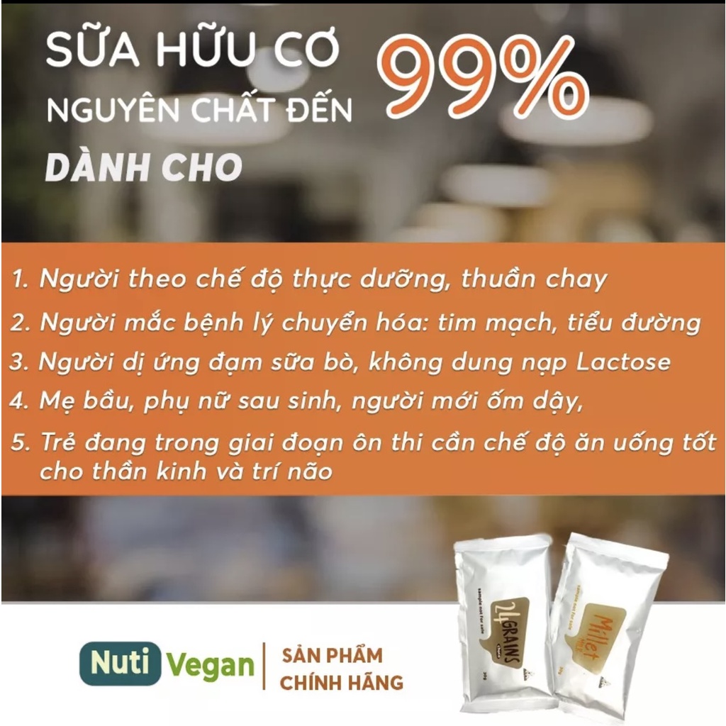 Sữa Hạt Nảy Mầm Millet và 24Grains gói dùng thử30g-Sữa giành cho mẹ bầu và sau sinh, người cao tuổi, những người ăn chay