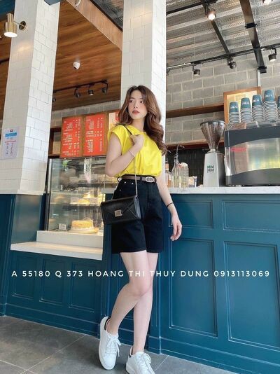 Quần short jeans ngố bò 1 khuy ống rộng cá tính