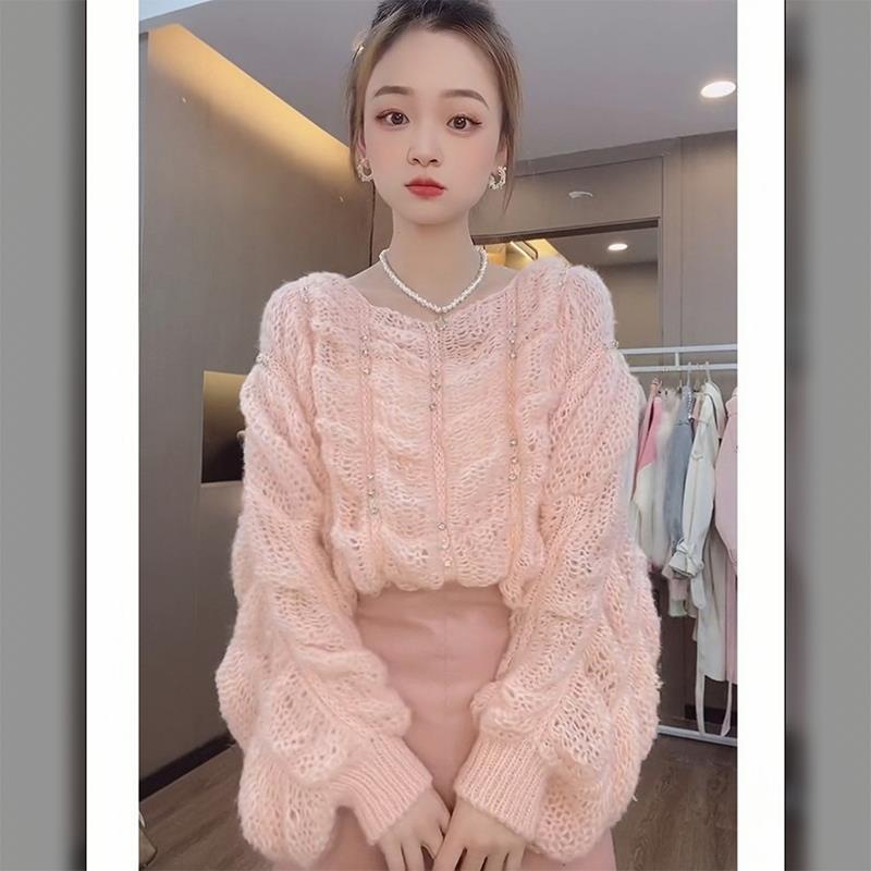 Áo Sweater Dài Khoét Lỗ Kim Cương Trắng Phong Cách Mới Mùa Thu @