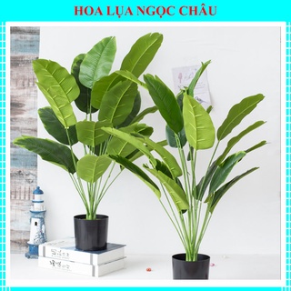 Cây giả - cây chuối cảnh phong thủy 80cm 12 lá decor, trang trí decor nhà cửa, văn phòng đẹp, chân thực