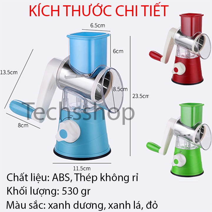 Dụng Cụ Cắt Thái Bào Rau Củ Quả Đa Năng 3in1 - Dụng Cụ Nhà Bếp Chế Biến Nguyên Liệu Nấu Ăn - Loại Xoay Bằng Tay