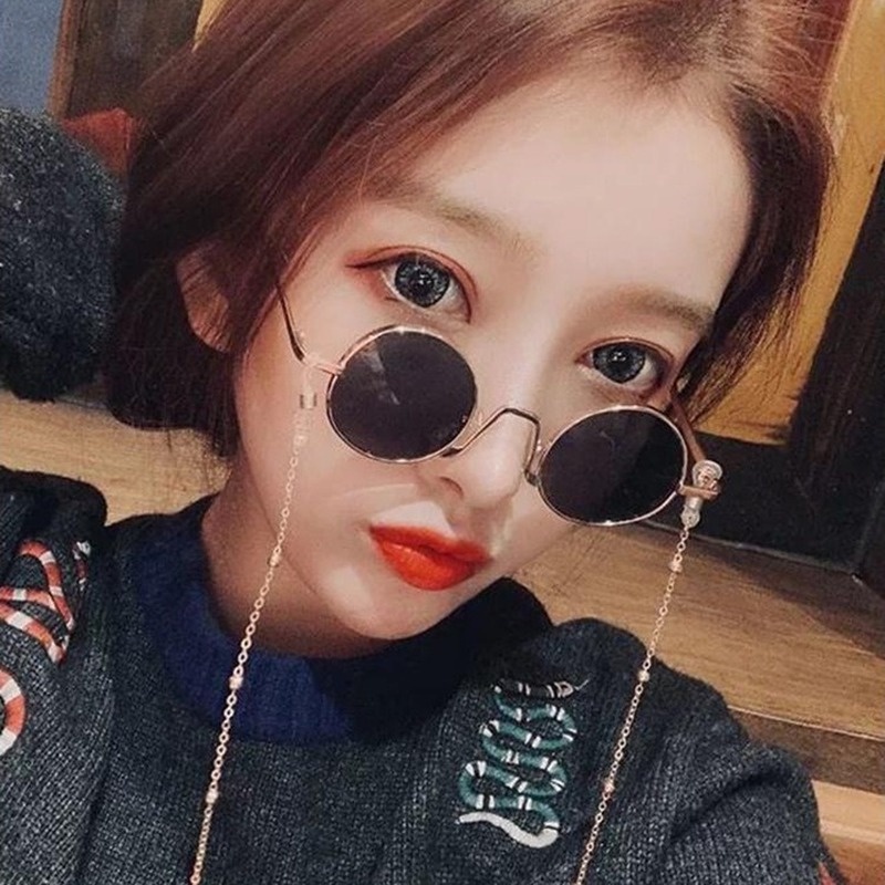 Kính Mát Gọng Tròn Bằng Kim Loại Phong Cách Hiphop Thời Trang