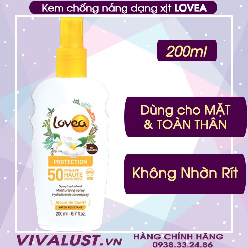 Kem chống nắng Lovea Nature Spray Solaire Haute Protection SPF 50 - Dạng xỊt 200ml