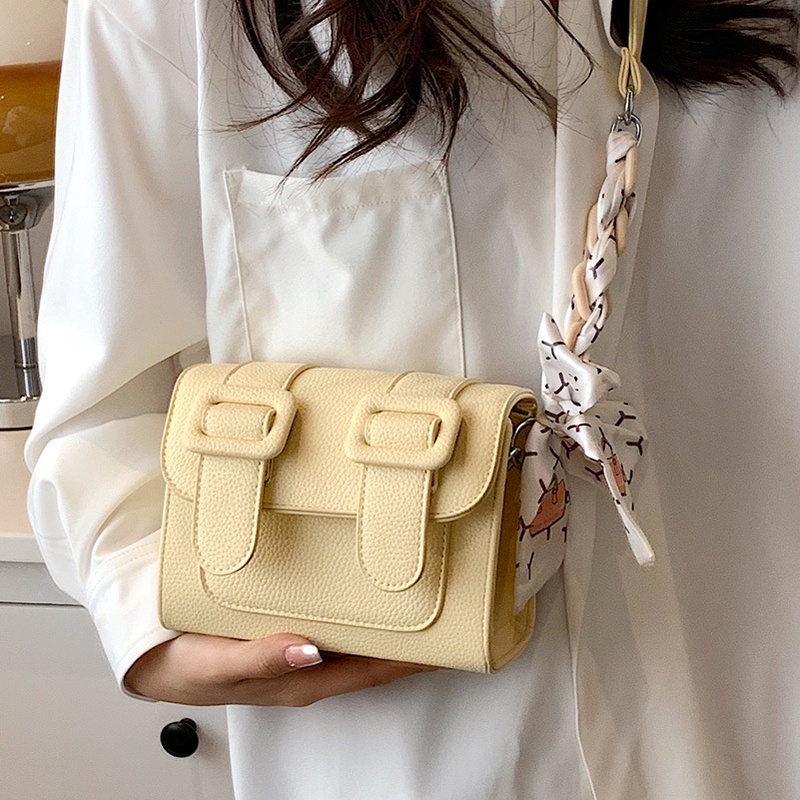 Túi Đeo Vai Hình Vuông Cỡ Nhỏ Bằng Lụa Cài Khóa Nam Châm Trang Trí Khăn Quàng Cổ Cho Nữ