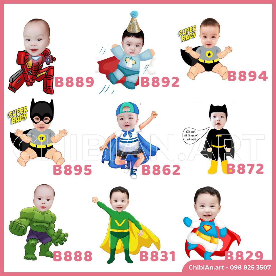 In hình chibi trang trí sinh nhật cho bé - Phụ kiện để bàn đẹp rẻ bền màu lâu