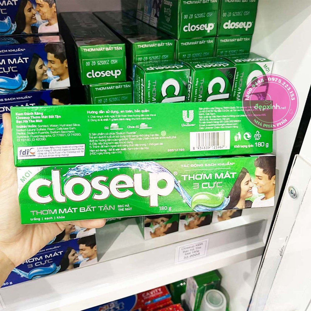 Kem đánh răng Close Up Hương Bạc Hà the mát 180gr