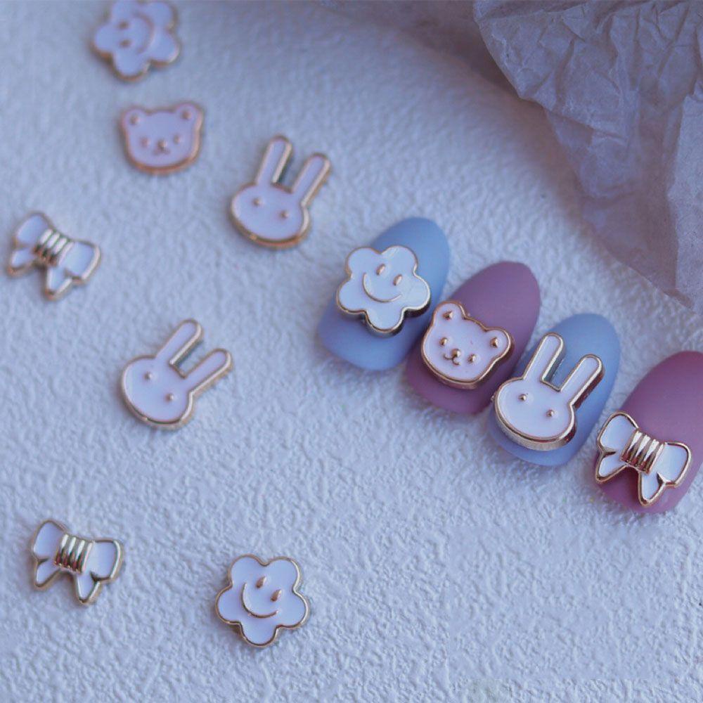 Phụ Kiện Trang Trí Móng Tay Nghệ Thuật DIY Hình Thỏ Hoa Mặt Cười Dễ Thương