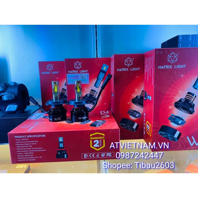 Đèn LED MATRIX LIGHT W12 chân H4 siêu sáng | BigBuy360 - bigbuy360.vn