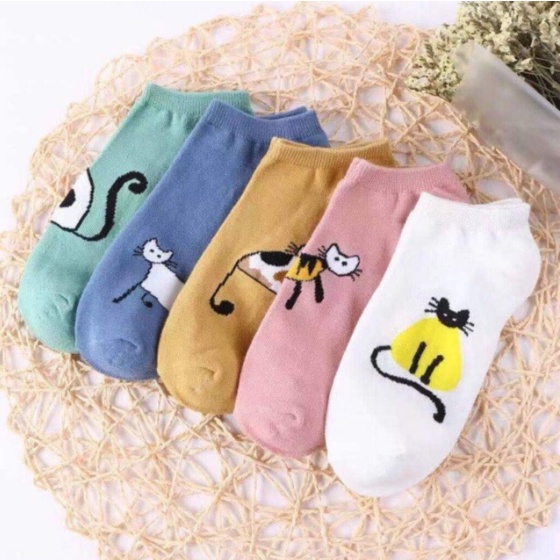 Set 5 đôi tất nữ cổ ngắn, vớ cổ ngắn in hình hoạ tiết 3D xinh xắn  Clovershop68