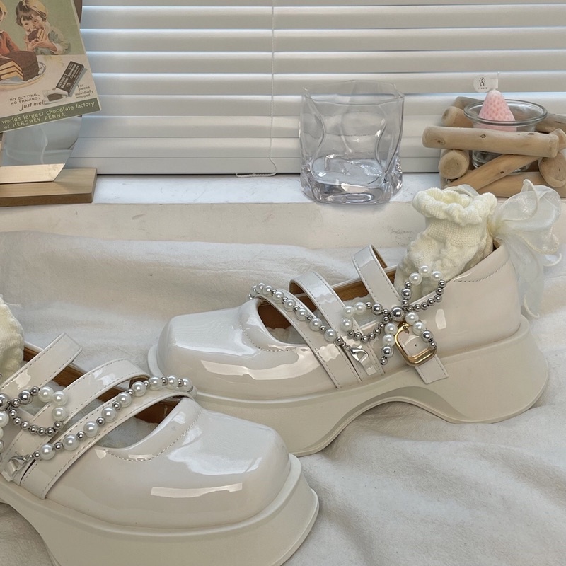 Giày lolita nữ độn đế cao,Giày da ulzzang nữ phong cách Hàn Quốc LT23