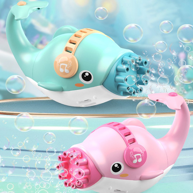 Máy bắn bong bóng cá heo 10 nòng cho bé - Máy máy phun thổi bong bóng xà phòng hình cá heo