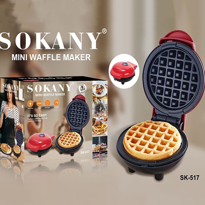 Máy nướng bánh Waffle, bánh quế, bánh tổ ong Mini Sokany