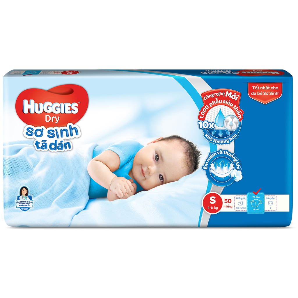 Tã dán Huggies Dry Jumbo S50/M76/L68/XL62 Mẫu mới