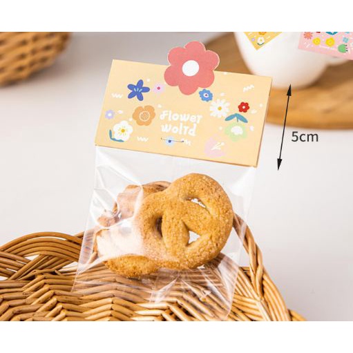 Set 10 túi đựng bánh có giấy kẹp họa tiết xinh xắn