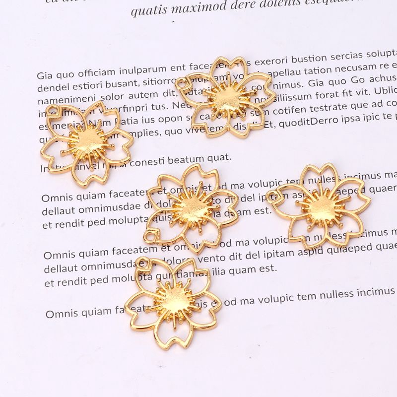 Set 5 phụ kiện đồ trang sức dạng khung rỗng bằng nhựa resin hình hoa anh đào