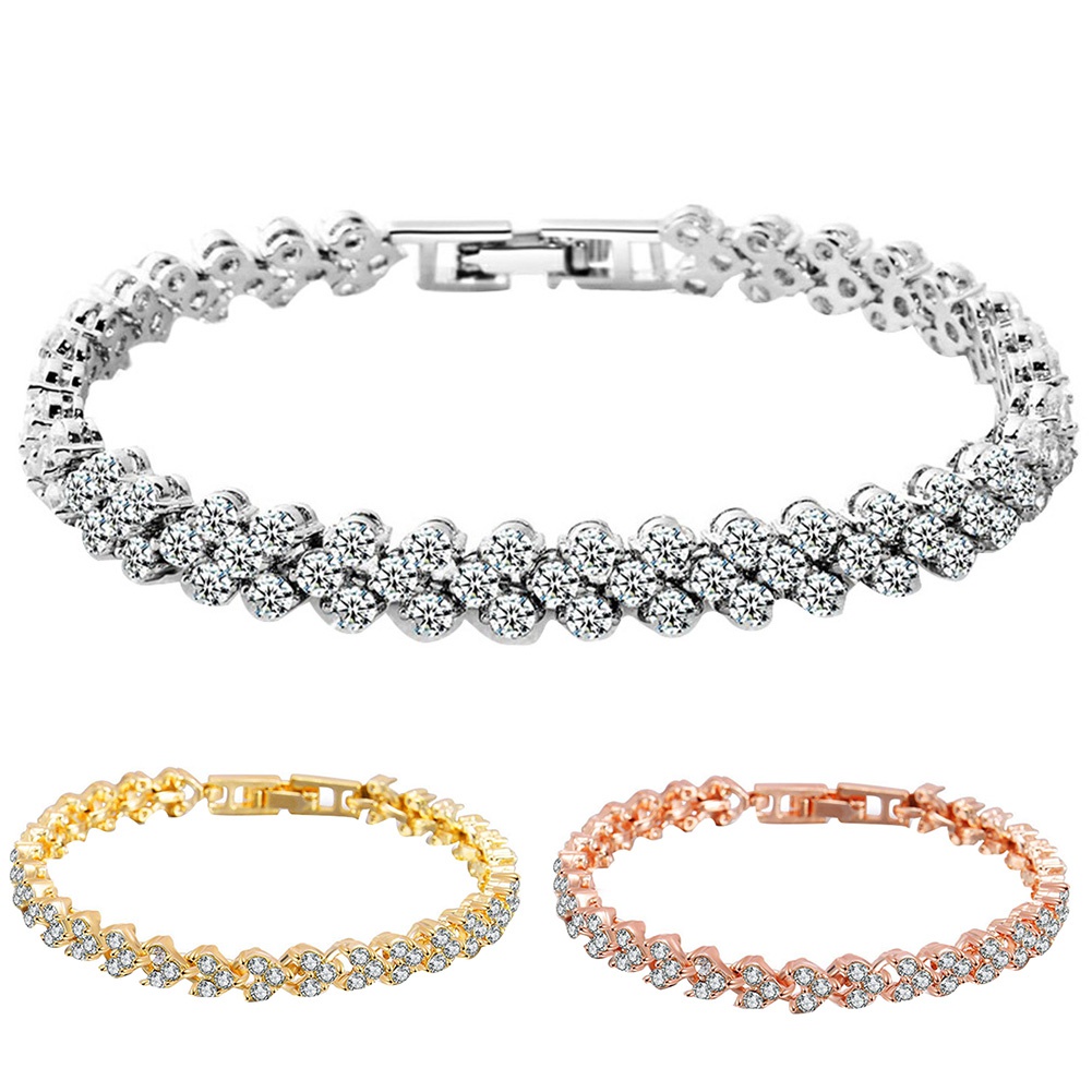 Vòng Tay Hợp Kim Đính Đá Lấp Lánh Sang Trọng Cho Nữ