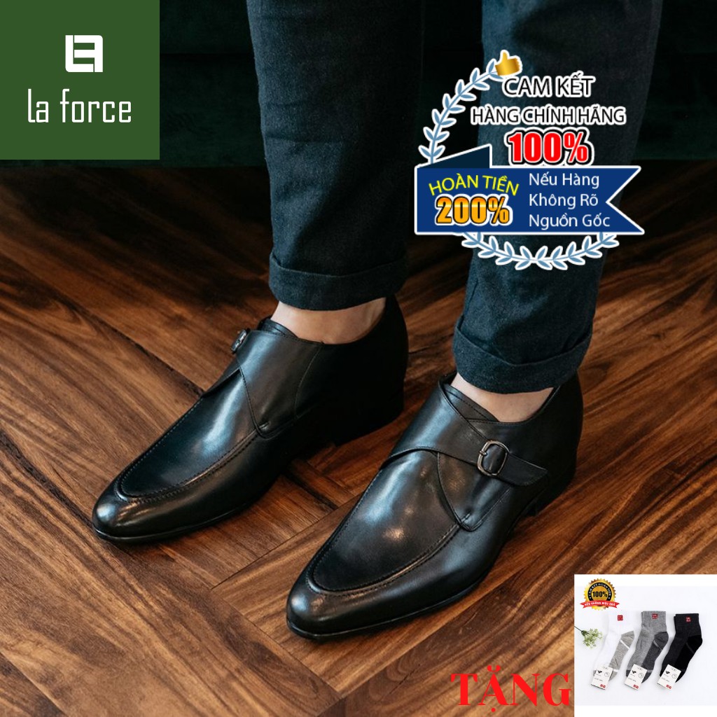 Giày Tăng Chiều Cao Nam LAFORCE Monk Strap GCLAMD122-BT03-D Tặng Tất UNIQLO Chính Hãng