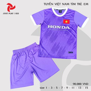 Quần áo bóng đá đồ đá banh trẻ em Đội Tuyển Việt Nam Tím Vải thun lạnh cao cấp