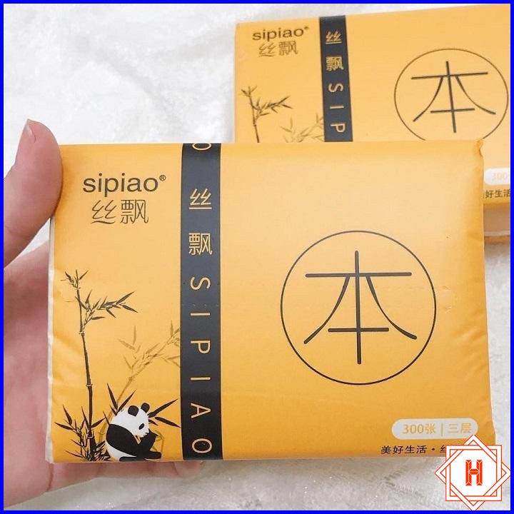 1 gói giấy ăn gấu trúc sợi tre Sipiao ( 300 tờ ) { H }