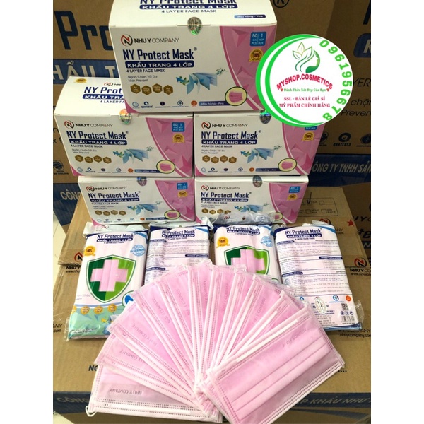 KHẨU TRANG Y TẾ 4 LỚP MÀU HỒNG NHƯ Ý