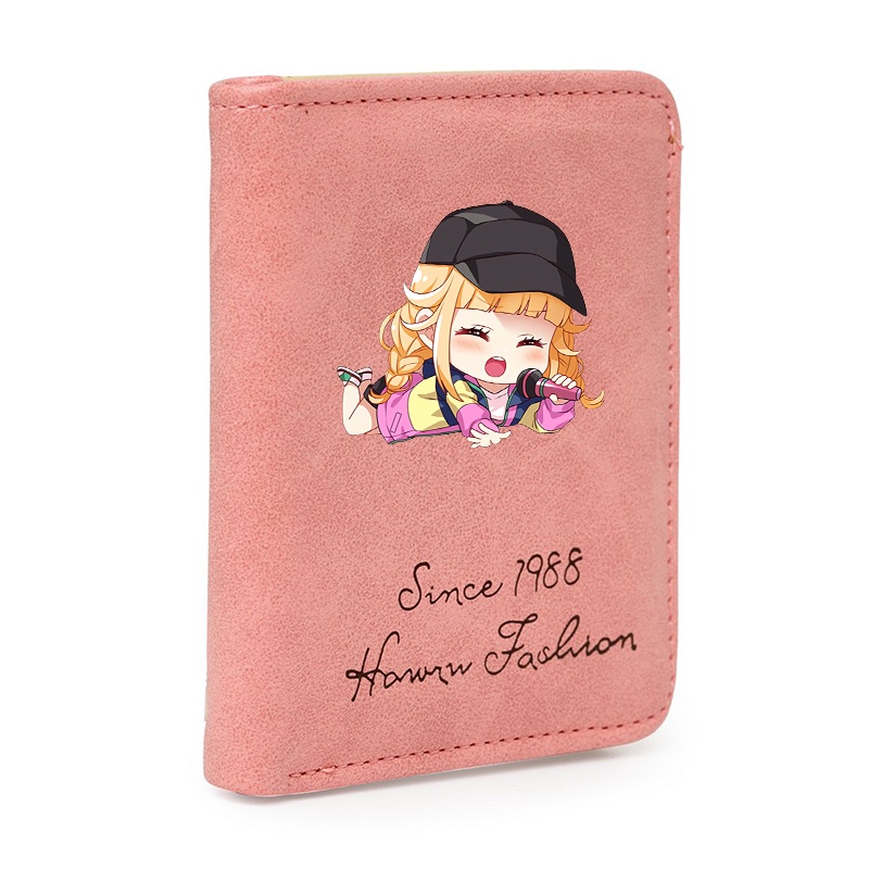 Ví ngắn cầm tay hồng KHỔNG MINH THÍCH ĐI QUẨY anime chibi đựng vật dụng nhỏ xinh xắn tiện lợi