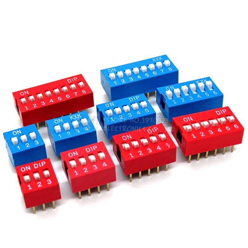 Set 10 Mô Đun Công Tắc Gạt 1~12 Bit 2.54mm Cho PCB 8PIN 6PIN