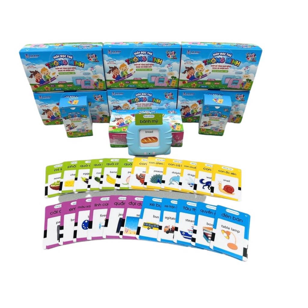 Máy đọc từ vựng song ngữ Anh Việt , Máy đọc thẻ flashcard 112 thẻ 224 từ sạc cổng USB không sóng điện từ