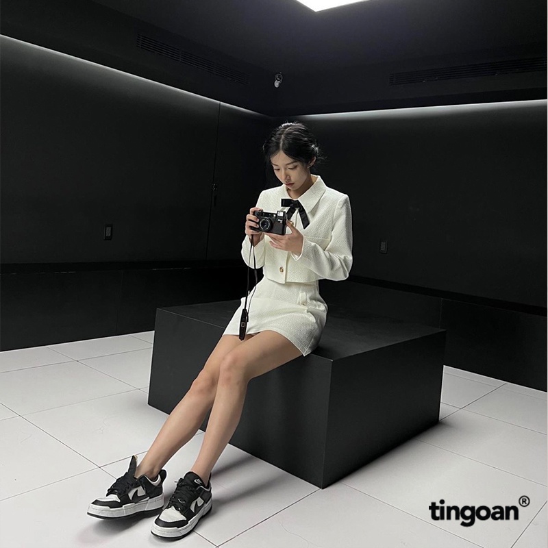 TINGOAN® - Chân váy tweed trắng 2 cúc CARAT CAKE SKIRT/WH V3 phiên bản mới nhất tháng 7 năm 2023