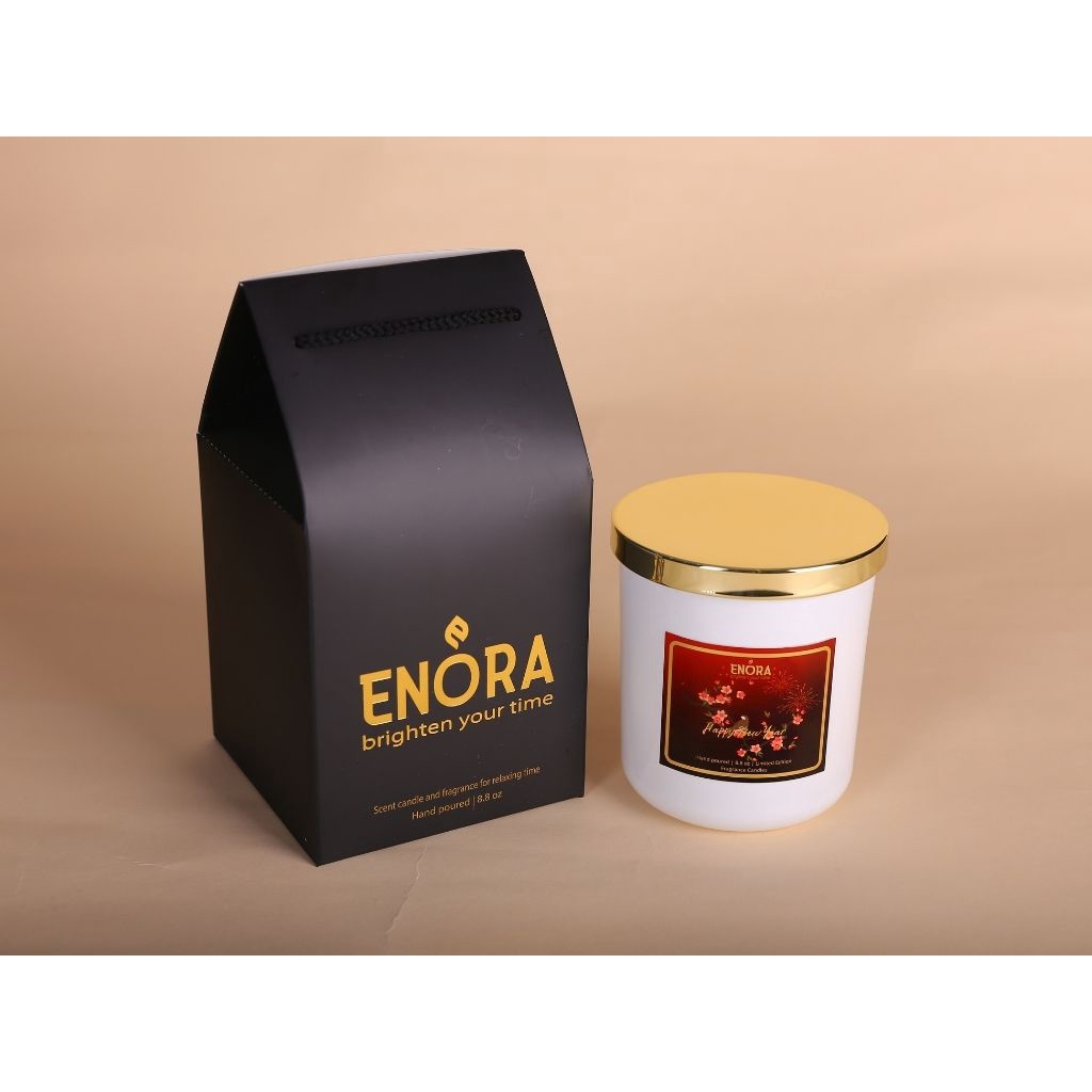 Nến thơm hương nước hoa Rosewood, Oak &amp; Amber chất lượng xuất Âu Mỹ Enora size lớn 8.8 OZ