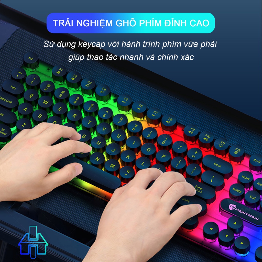 Bàn phím máy tính gaming giả cơ Sidotech SP100 nút tròn Led RGB chống nước chuyên chơi game, làm việc văn phòng