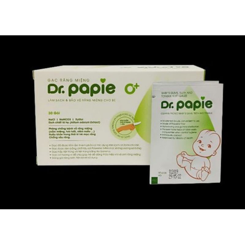 Gạc rơ lưỡi DR.PAPIE cho bé hộp 30 miếng