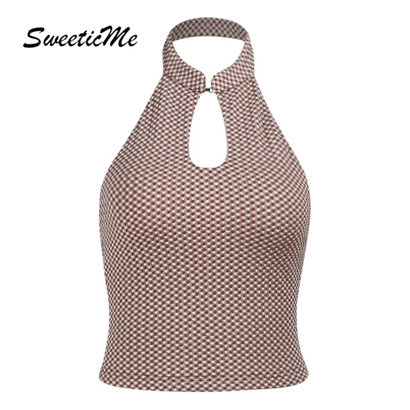 Áo Dệt Kim Hai Dây Sweeticme Màu Tương Phản Thời Trang Cho Nữ 2021