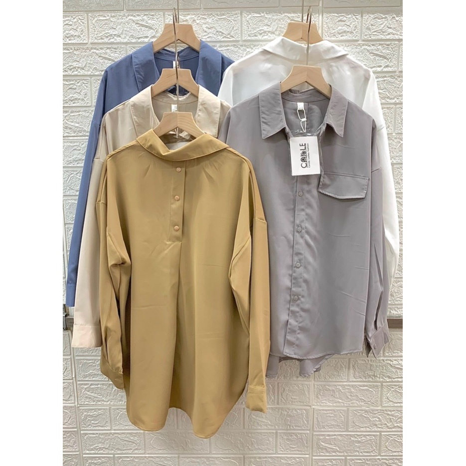 Sơ mi lụa trơn cúc sau - kèm ảnh thật chụp tại shop