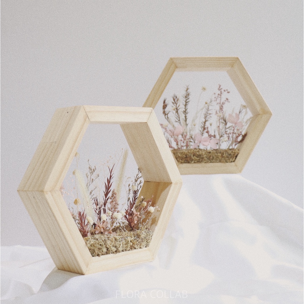 Flora Collab | Khung hoa khô handmade - Mẫu khung lục giác