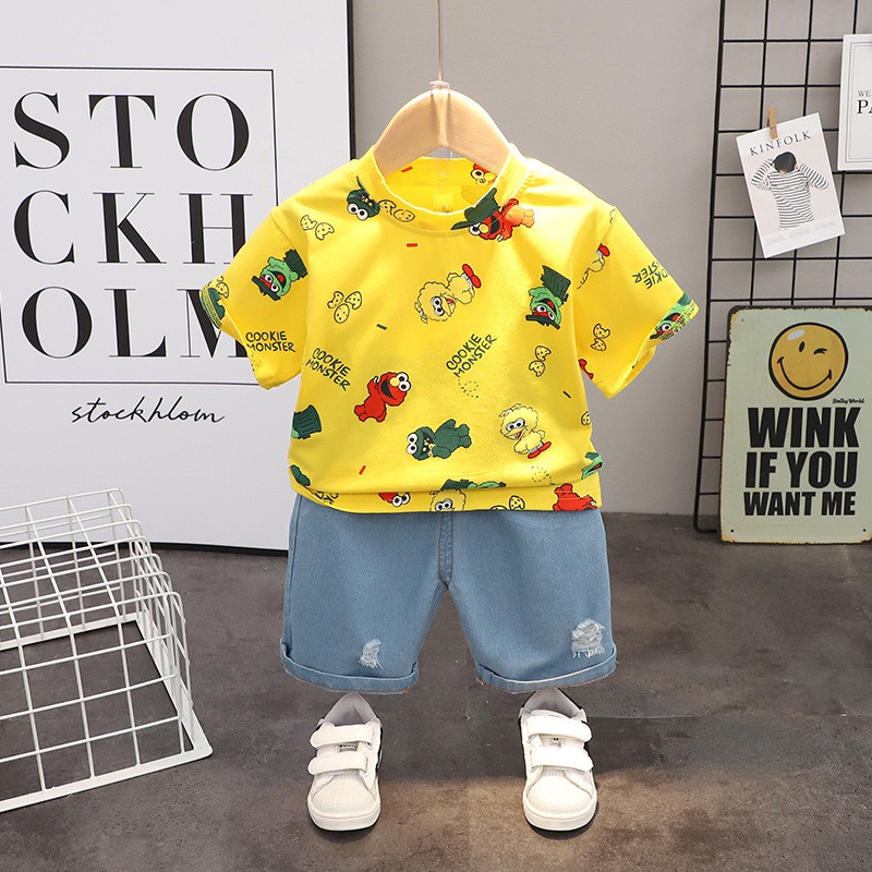 [XẢ KHO] BT12⚡Size80-120⚡set/bộ áo thun xịn+quần jean bé trai⚡Thời trang trẻ Em hàng quảng châu freeship
