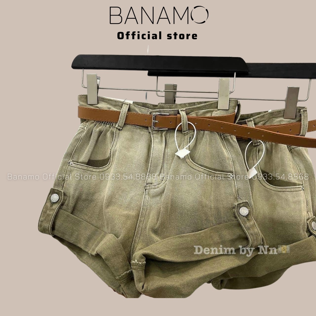 Quần short jeans nữ loang màu gấu gập hottrend thời trang Banamo Fashion  jeans nữ loang màu 663