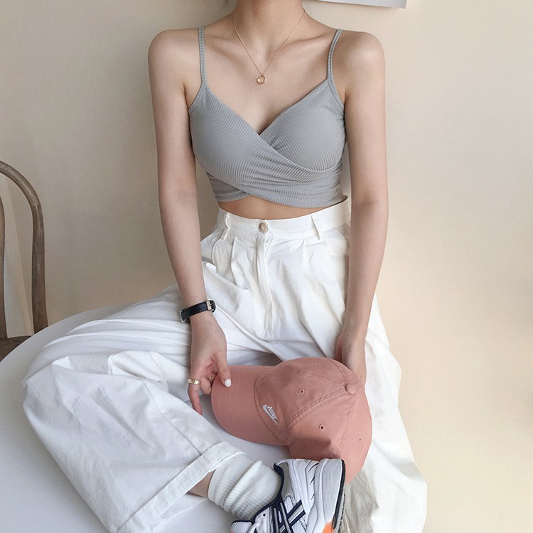 Áo croptop đắp chéo 2 dây💖Áo dáng ôm vừa vặn 💖 Thời trang hè 2021 | BigBuy360 - bigbuy360.vn