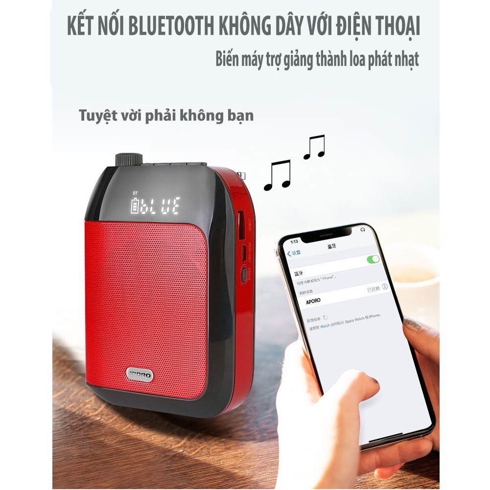 Máy trợ giảng không dây UHF 2.4G Aporo T20 Bluetooth