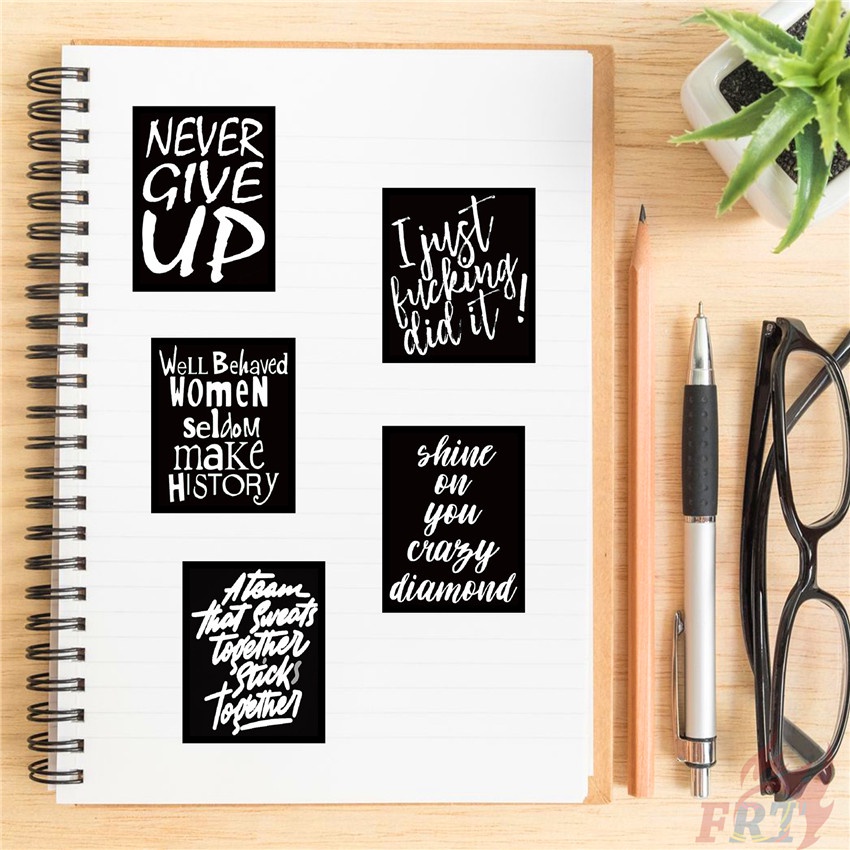 Bộ 60 Cái ❉ Miếng Dán Chữ Tiếng Anh Slang Series 01 Màu Đen Cổ Điển ❉ Sticker Dán Tường Chống Thấm Nước Thời Trang