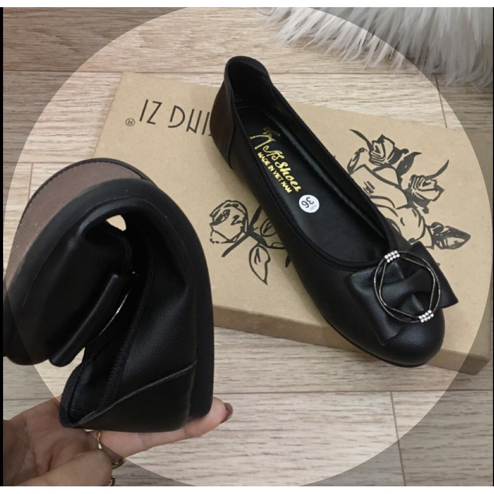 Giày búp bê khoá tròn đế bệt chất da mềm êm chân