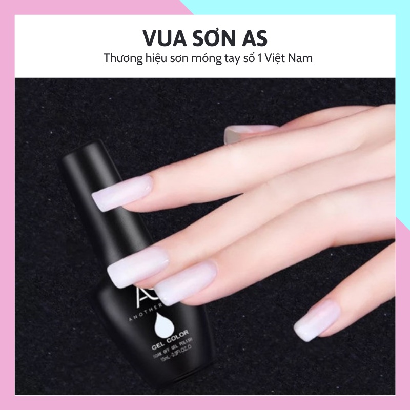 Sơn gel AS mẫu mới chai vuông móng tay dùng máy hơ tone màu trắng nước gạo đỏ vàng xanh VUA SƠN AS 15ml