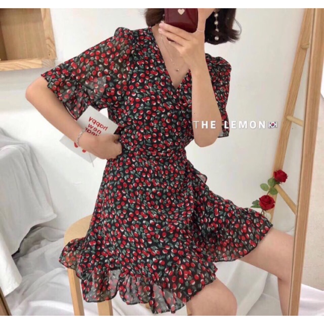 Đầm nữ ❤FREESHIP❤ Đầm cherry Thời Trang hàn Quốc hot trend