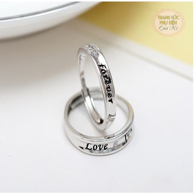 Nhẫn đôi điều chỉnh size tùy ý LOVE YOU - FOREVER cực xinh S925 NC09